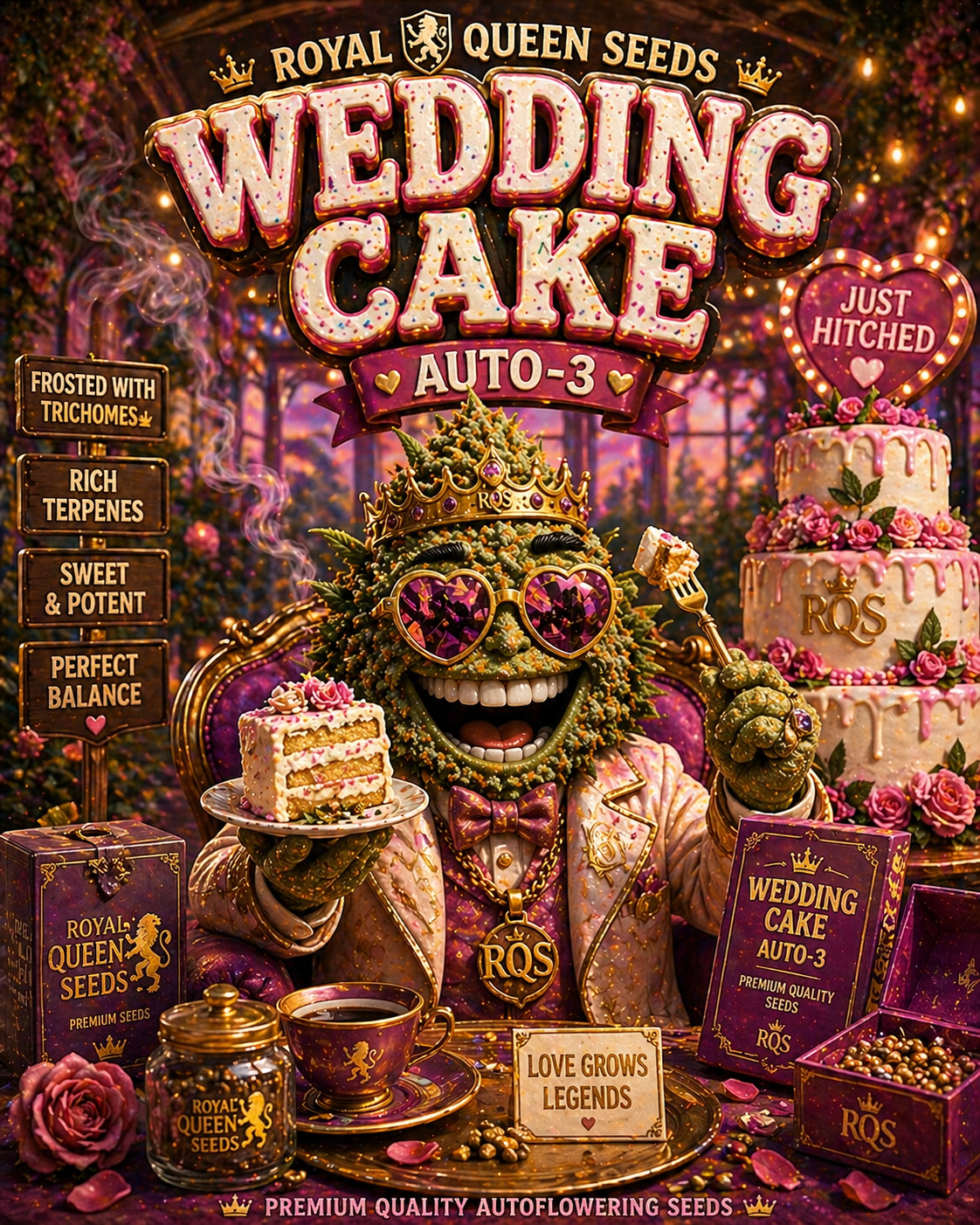 Royal Queen Seeds Wedding Cake Auto – Premium Dessert-Genetik als schnelle Autoflower (3 Samen)