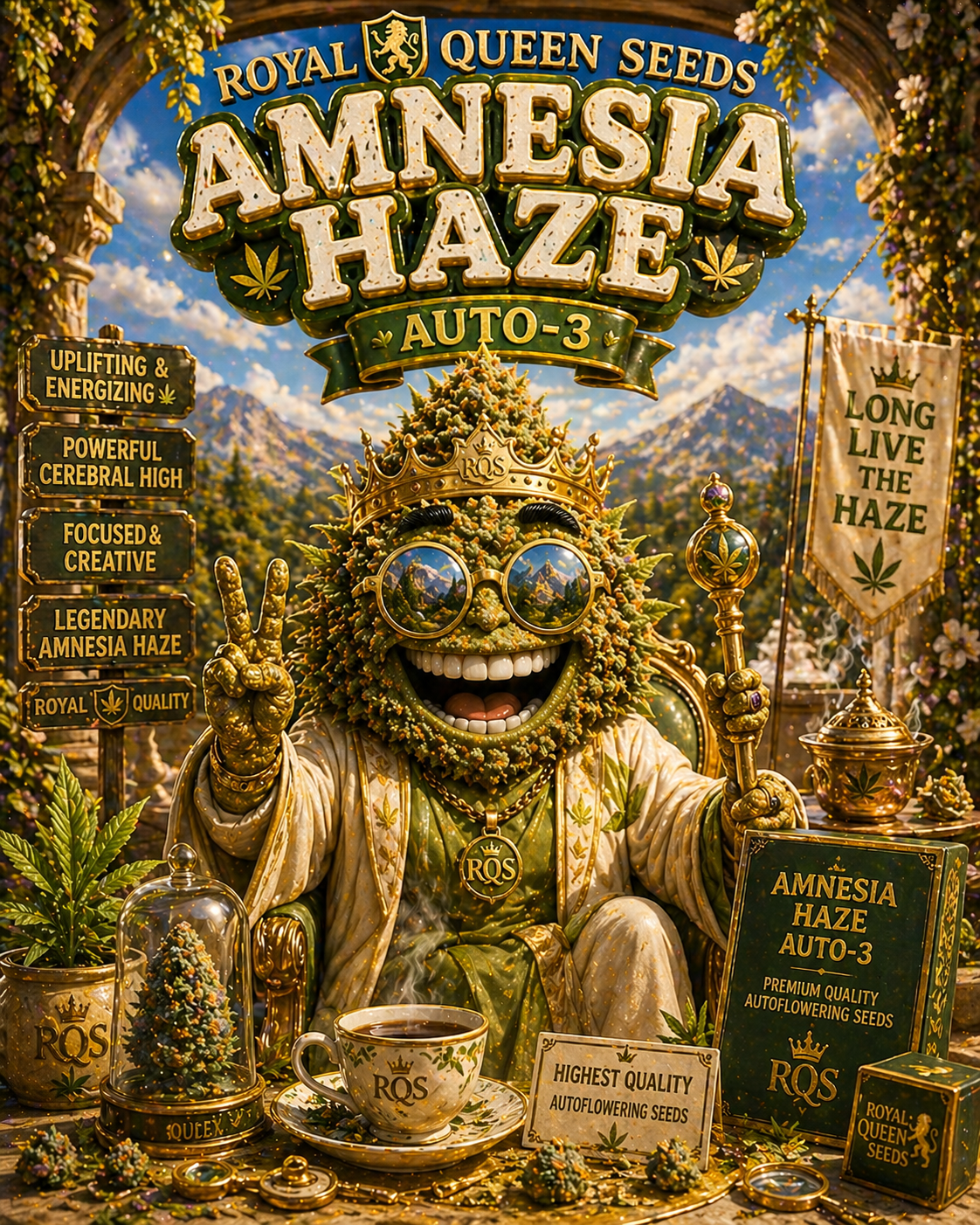Royal Queen Seeds Amnesia Haze Auto – Legendäre Haze-Genetik als schnelle Autoflower (3 Samen)
