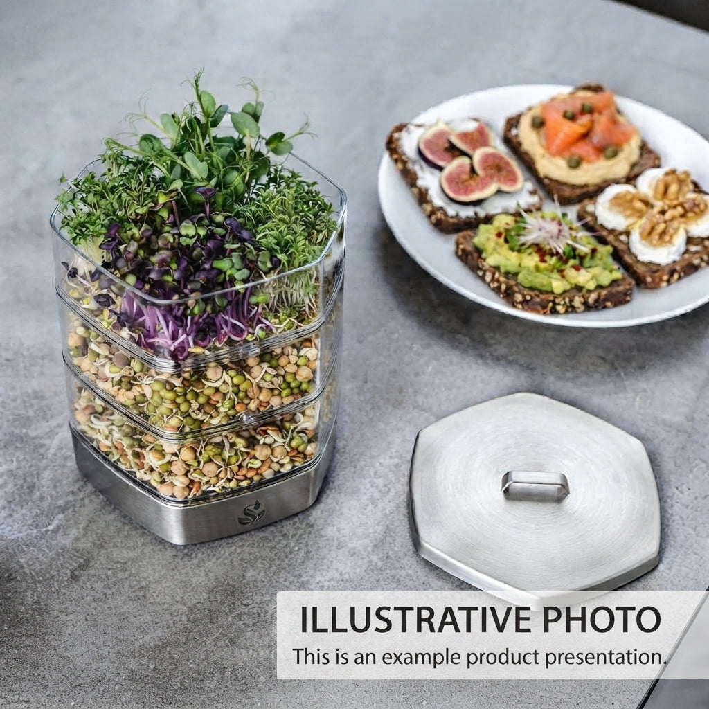 Mungo Sprouting Bowl Anthrazit – 3-fach Keimschale für Sprossen