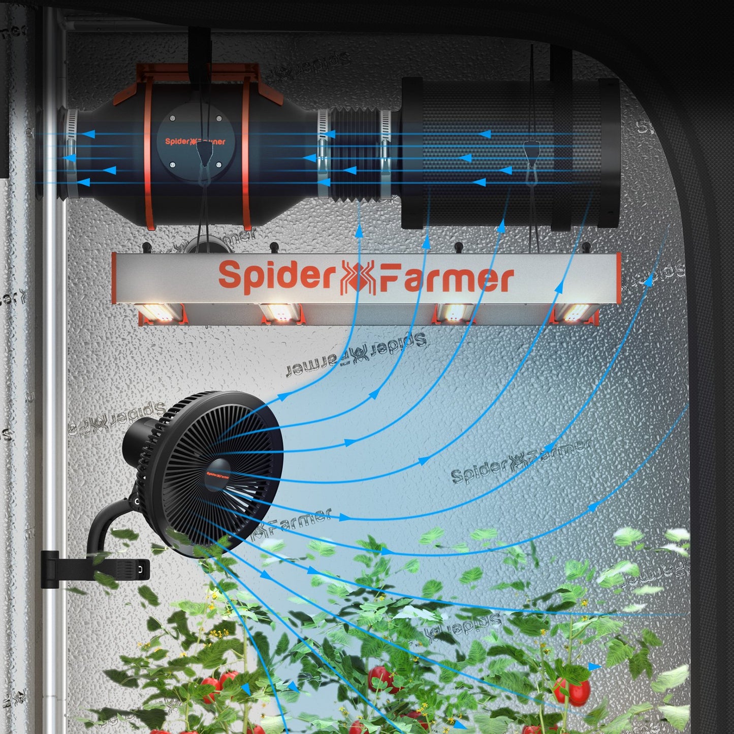 Spider Farmer SF-2000 CP 120x60x180 cm Komplettset mit Controller | 200W LED Grow Kit Vollspektrum + Smart Control