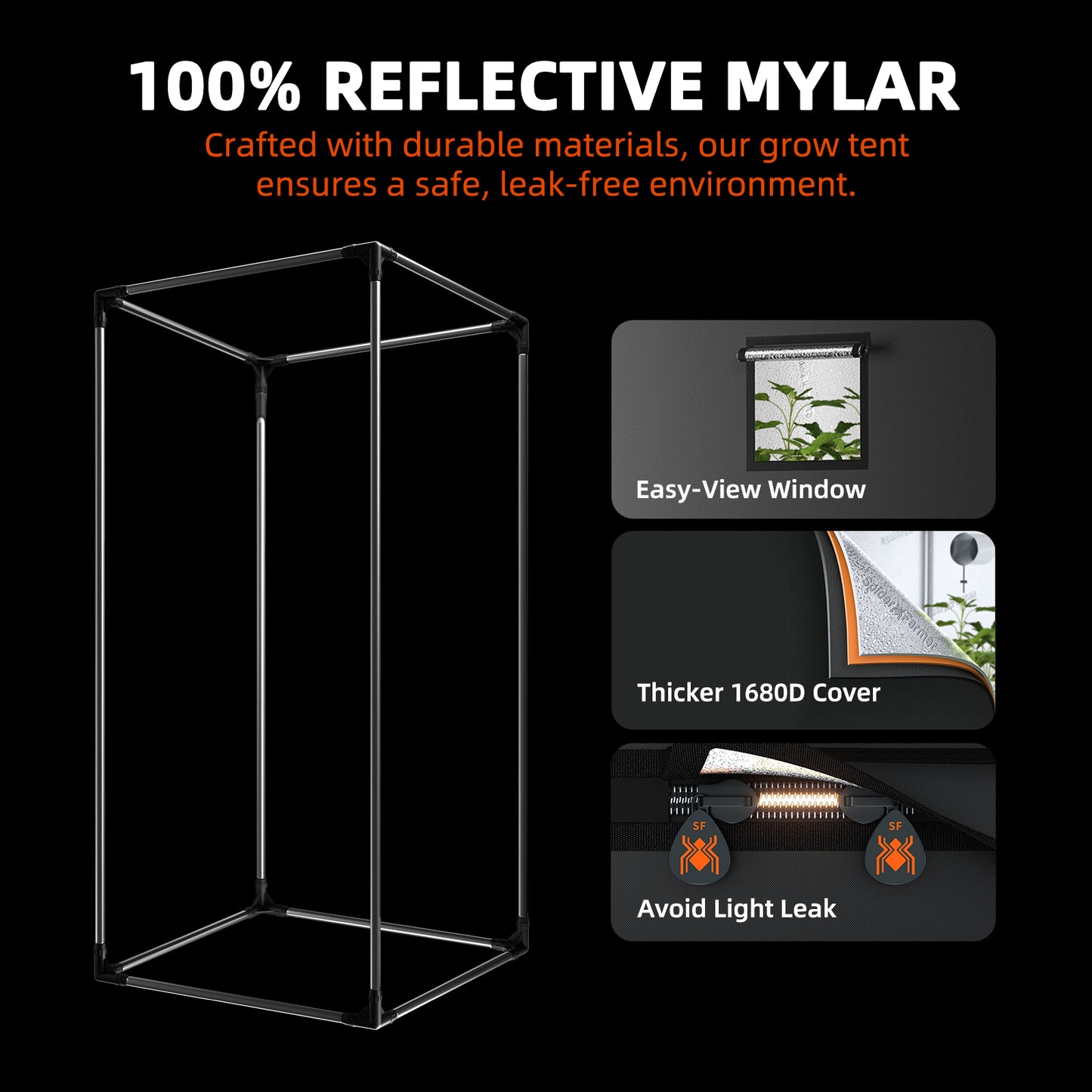 Spider Farmer SF-1000D 70x70x160 cm Komplettset Growbox | LED Grow Kit 100W Vollspektrum