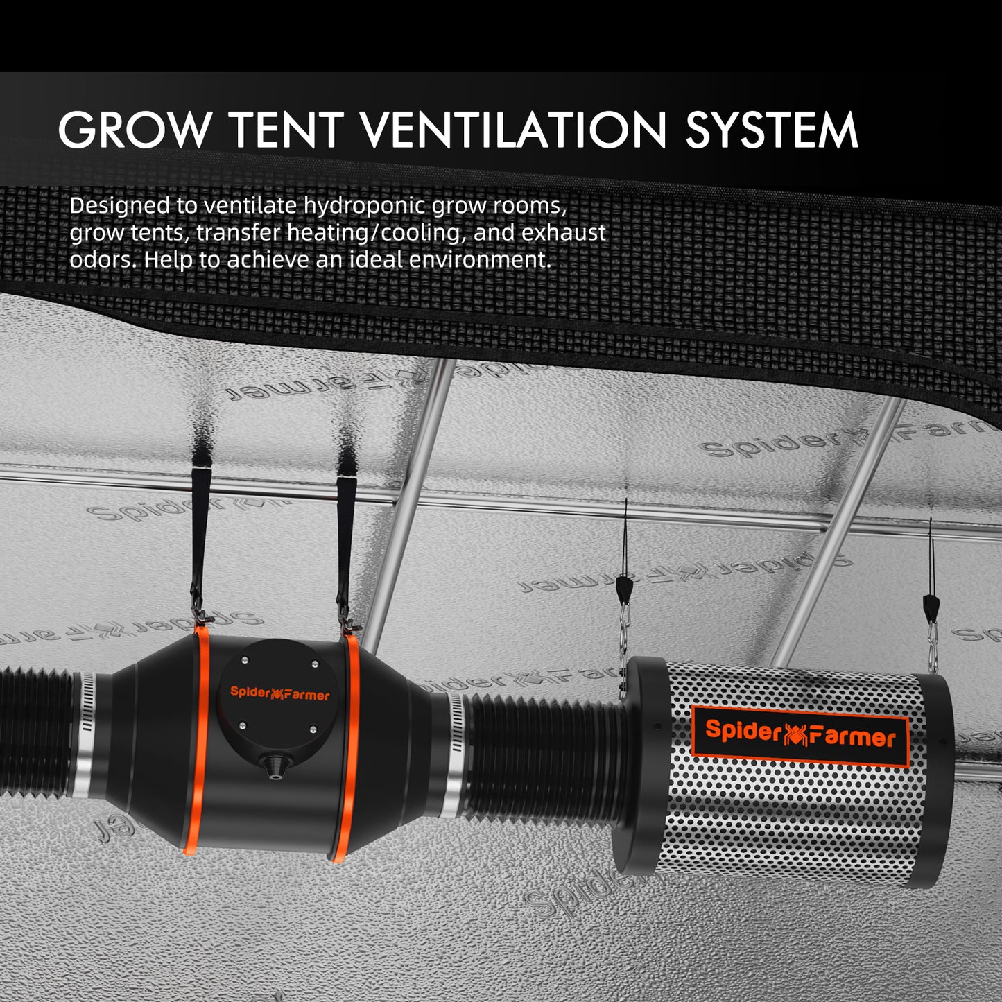 Spider Farmer SF-1000 CP 70x70x160 cm Komplettset mit Controller | LED Grow Kit 100W Vollspektrum + Smart Control