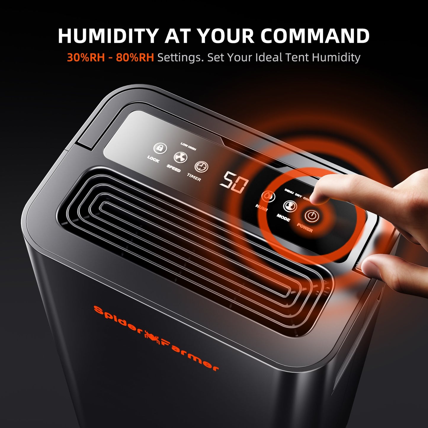 Spider Farmer Luftentfeuchter 90W | Dehumidifier für Growbox mit automatischer Feuchtigkeitskontrolle