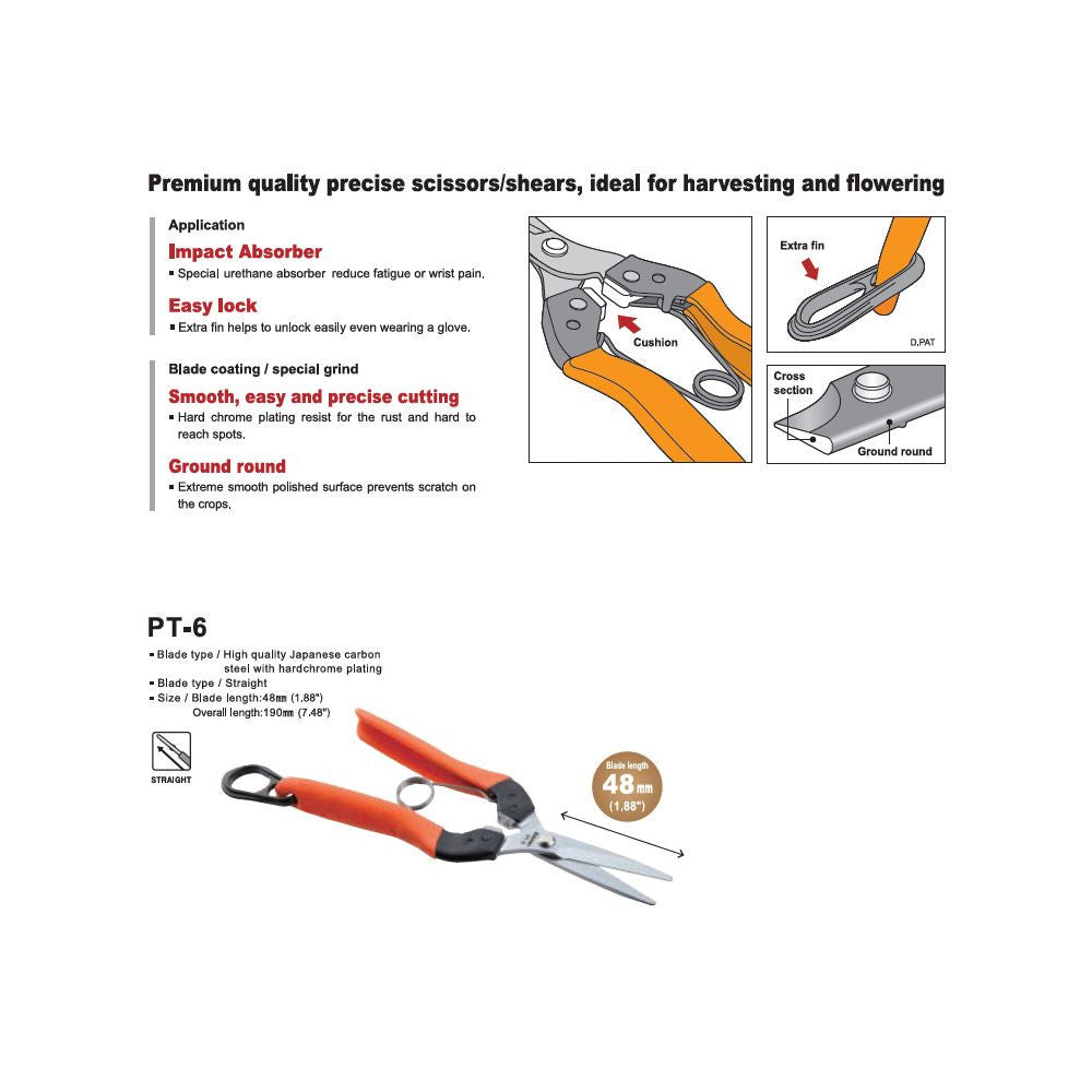 Saboten Harvest Shears 48 mm – Gerade Ernteschere aus Carbonstahl