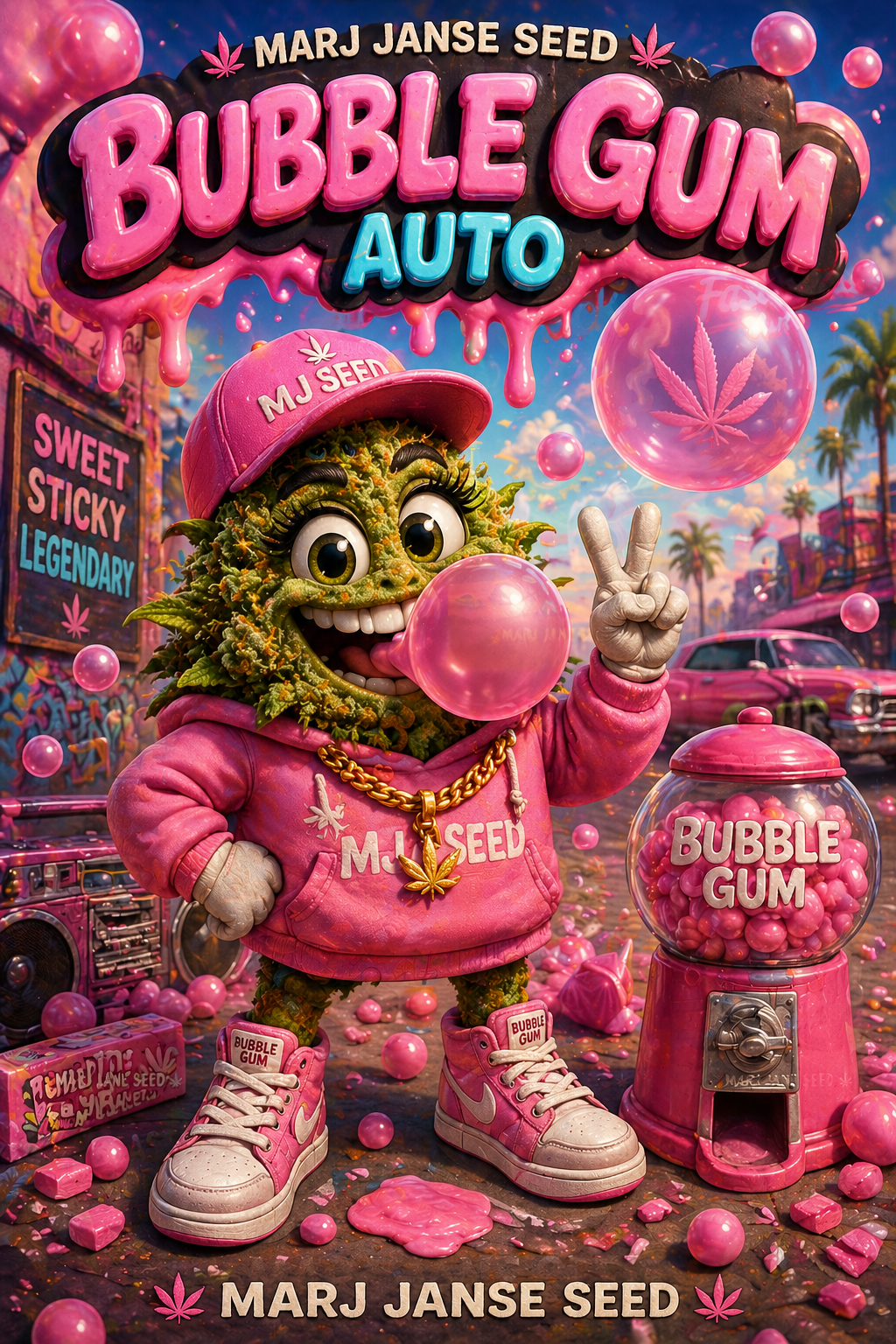 Marj Jane Seeds Bubble Gum Auto – Süße Autoflower mit klassischem Candy-Aroma /3 Samen