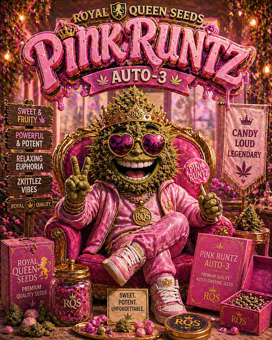 Royal Queen Seeds Pink Runtz Auto – Candy-Genetik mit Power (3 Samen)