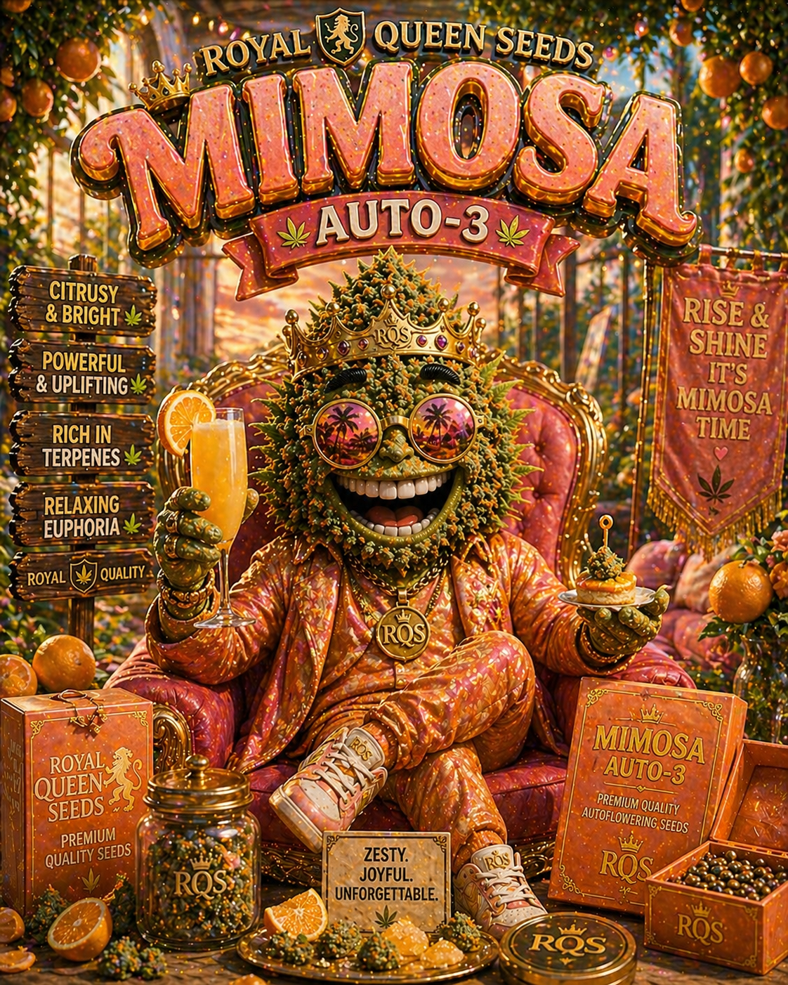 Royal Queen Seeds Mimosa Auto – Fruchtige Sativa-Power als schnelle Autoflower (3 Samen)