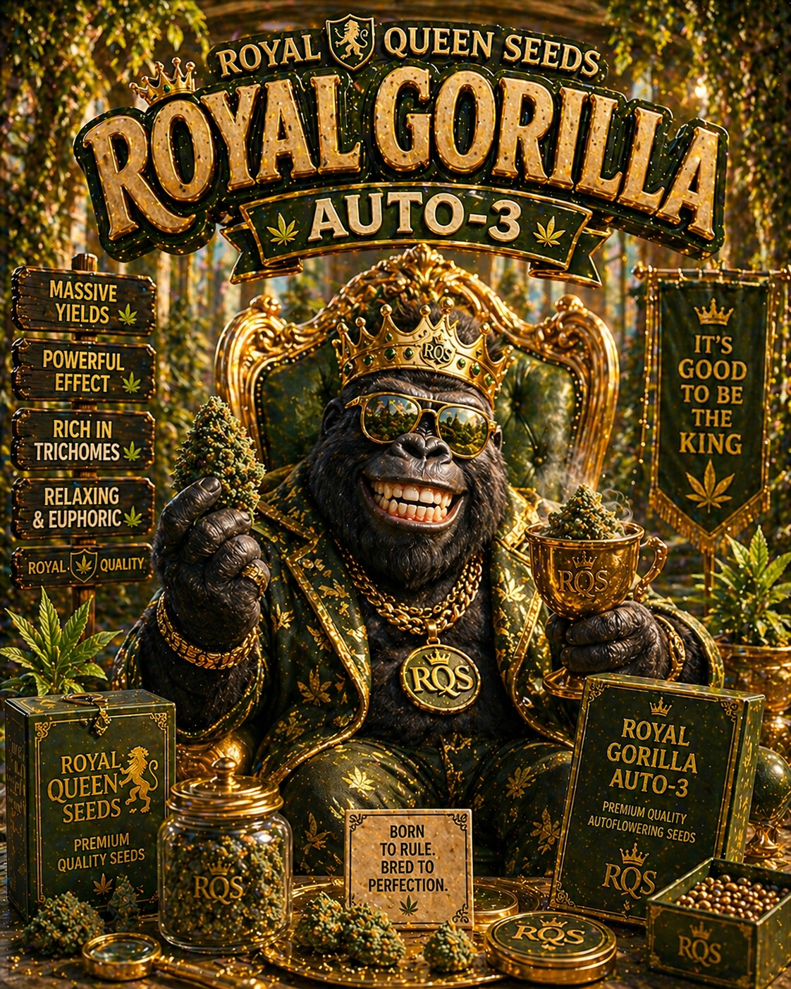 Royal Queen Seeds Royal Gorilla Auto – Extrem potente Autoflower mit legendärer Gorilla-Genetik (3 Samen)