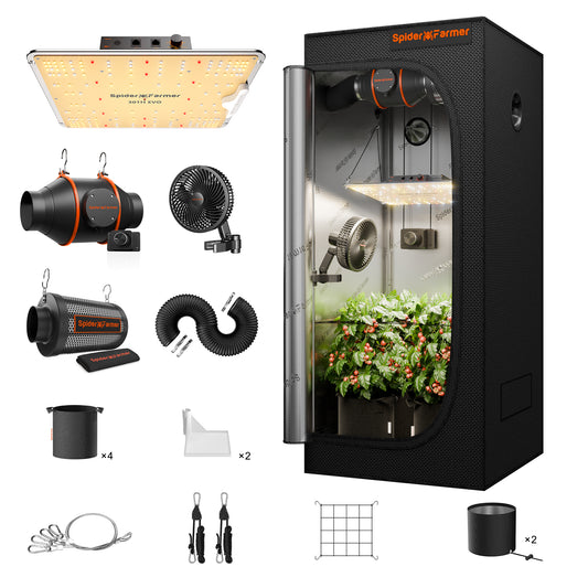 Spider Farmer SF-1000 Komplettset Growbox 70x70x160  cm | LED 100W Vollspektrum Indoor Grow Kit