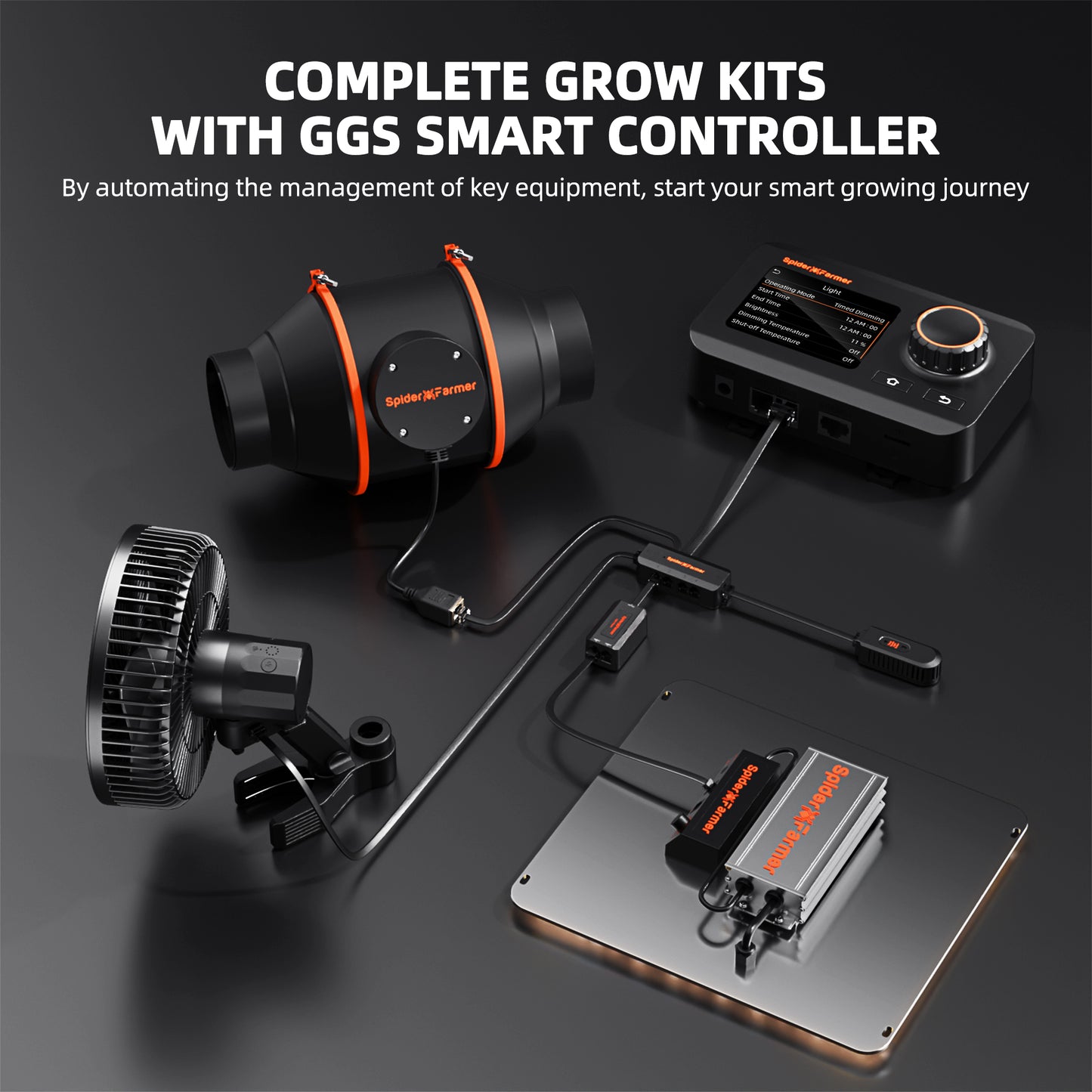 Spider Farmer SF-1000 CP 70x70x160 cm Komplettset mit Controller | LED Grow Kit 100W Vollspektrum + Smart Control