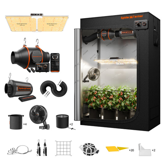Spider Farmer SF-2000 CP 120x60x180 cm Komplettset mit Controller | 200W LED Grow Kit Vollspektrum + Smart Control