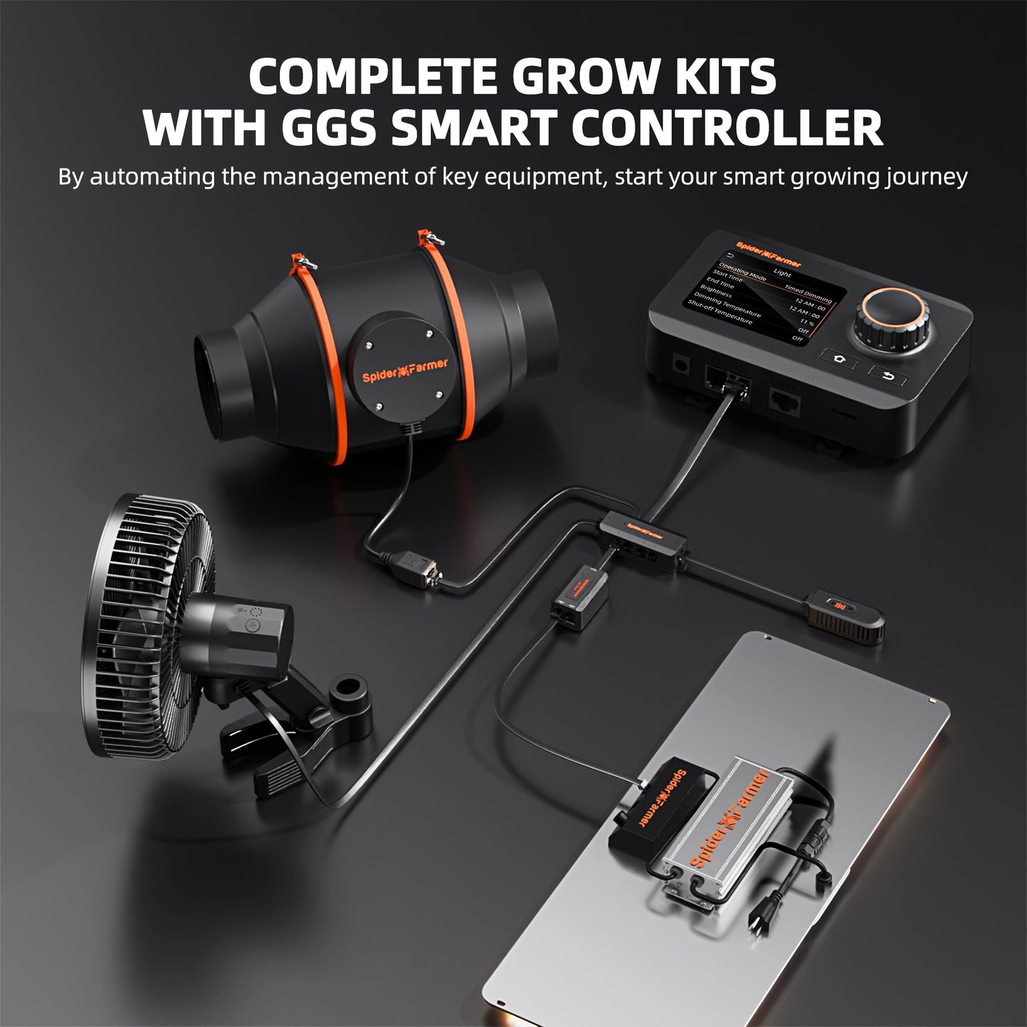 Spider Farmer SF-2000 CP 120x60x180 cm Komplettset mit Controller | 200W LED Grow Kit Vollspektrum + Smart Control