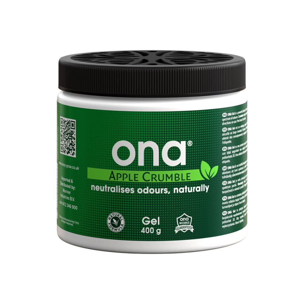 ONA Geruchsneutralisierer Apple Crumble – Gel & Block, natürliche ätherische Öle